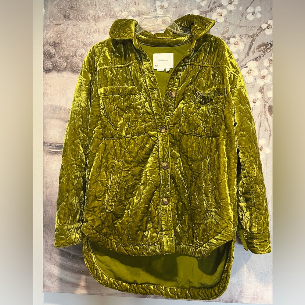 Anthropologie Olive Chartreuse Green Quilted Women's Jacket